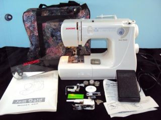 JANOME Jem Gold 660 SEWING MACHINE + Carrying Case & Extension Table t