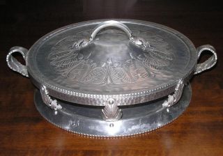 Antique Aluminum Serving Dish Holder Continental Silverlook 559 Hand