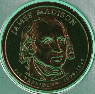 2007 P BU James Madison Presidential 4th Golden One Dollar Coin Made