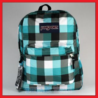 16 Jansport Superbreak Teal Checkered Backpack Bag