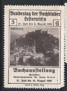 Austria Poster Stamp 1926 Bundestag Der Buchbinder