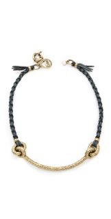 Giles & Brother Hammered Archer Braided Leather Necklace