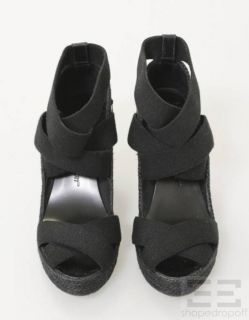 Jean Michel Cazabat Black Espadrille Strappy Wedges Size 38 5