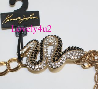 Kenneth Jay Lane Crystal Adorned Snake Gold Chain Belt Medium Large
