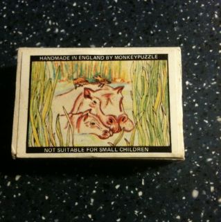 Matchbook Box Mini Puzzle Hippo Made in England by Monkeypuzzle not