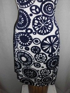 JB by Julie Brown White Blue Geometric Jersey Wrap Dress Size L