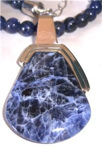 Jay King Mine Finds Sodalite Sterling Silver Bead Necklace Pendant