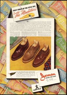 1938 Print Ad Jarman Shoes for Men $5 00 $7 50 College Pennant Offers