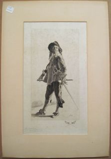 Jean Louis Ernest Meissonier Antique Etching Portrait Cavalier
