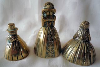 Lovely Vintage English Brass Lady Bells One with Boot Clapper