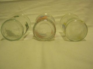 Bama Jelly Jar Glasses Lot of 3 Juice Fruit Pig Duck Collectible Short