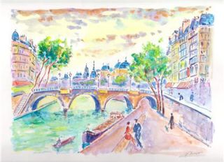Jean Claude Picot Original Watercolor Painting Signed