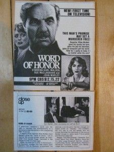Karl Malden Rue McClanahan Word of Honor TV Movie Ad and Closeup