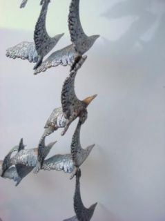 Original Curtis Jere Signed Metal Wall Sculpture Flock of Birds in