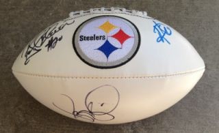 Jerome Bettis Hines Ward Rocky Bleier Steelers Autographed Logo