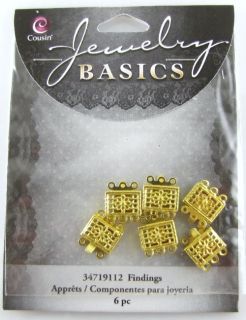 Jewelry Basics Slide Clasps Gold 3 Strand Box Clasp 6