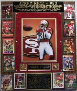 Jerry Rice 80 Hall of Fame NFL Greats Photo Plaque