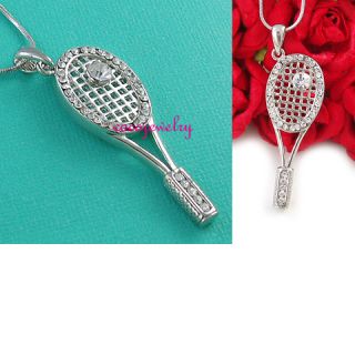 New Crystal Tennis Racket Pendant Necklace Jewelry N869