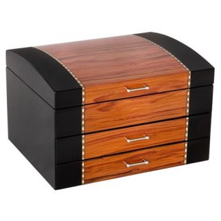 Handcrafted Exotic Ebony Wooden Jewelry Box Chest High Gloss Storage