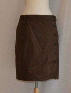 Womens Worth Brown Cotton Stretch Button Pencil Skirt 4 Small S