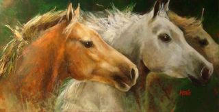 Gladys Morante Untitled Original Oil Painting on Canvas Horse on