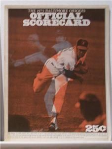 1973 Baltimore Orioles vs Twins Scorecard Jim Palmer