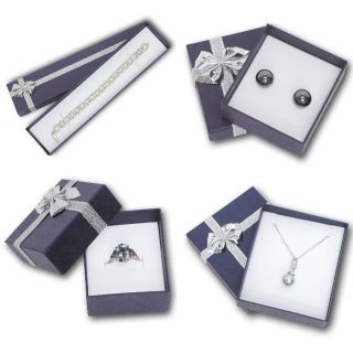  Jewelry Gift Box Ring Bracelet Earrings Assorted Blue Navy Box