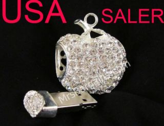 GB Jewelry Crystal Apple Necklace Flash Drive USB