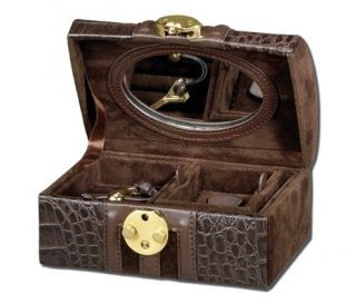  Small Travel Jewelry Box Case with Lock Domed Lid and Mirror