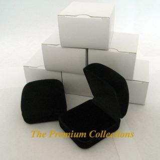 Lot 6 x Square Black Velvet Ring Box Jewelry Gift Boxes