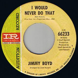 Jimmy Boyd Teen Popcorn 45 RPM DJ Promo Imperial VG 7 Nice Listen 