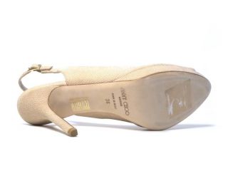 Jimmy Choo Womens Champagne Suede Sandals with Platform Shoes Size US