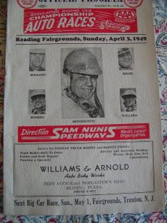 1949 Reading PA Auto Racing Championship Program