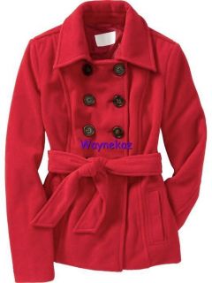 Old Navy Red Fleece Peacoat Jacket Coat Size Large L