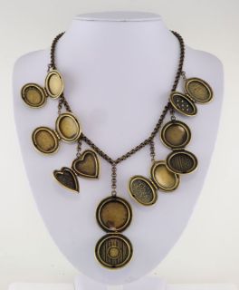 Joan Rivers Antiqued 14kt Gold EP 7 Locket Charms Necklace