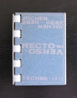 Jochen Gerz # RECTO VERSO # Techne, 1971, nm