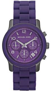 MK5511 New Michael Kors Ladies Purple Silicone Wrapped Chrono Watch