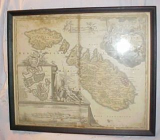  Framed Map of Malta Gozo Engraved Johann Baptista Homann German