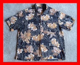 Mens XL CARIBBEAN JOE Rayon Tropical Hawaiian Camp Shirt ALOHA Floral