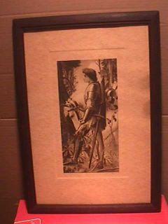 JOAN OF ARC Print   CAMPBELL ART CO.   1920S JOAN IN ARMOUR WITH HORSE
