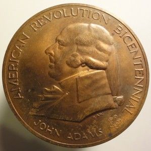 John Adams Pictorial Medal American Revolution Bicentennial 38mm 5M183
