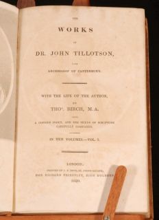 1820 10VOLS John Tillotsons Works Sermons Leather