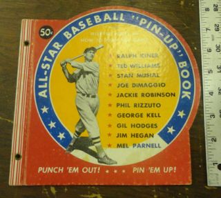  Baseball Pin Up Book Joe DiMaggio Ted Williams Jackie Robinson