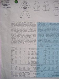 1387 Vogue John Anthony Jacket Skirt Pattern Sz 14 Uncut 1985