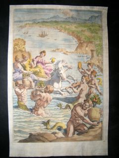 Johann Greuter after Giovanni Lanfranco 1646 Print. Mermaids & Merman