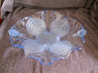Cambridge Caprice Blue Handled Four Footed Console Bowl