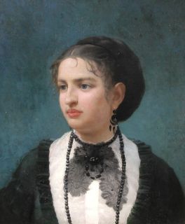John Steeple Davis Listed Portrait of Grace Sutton Painted in Paris