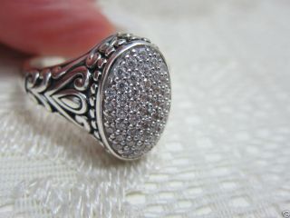 Angela by John Hardy Sterling White Diamonique Pave North South Size 5 Ring New  