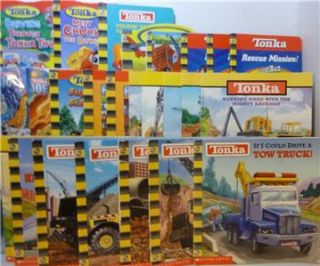 Lot 25 TONKA Story Board Books Rescue Vehicles Tow Dump Fire Trucks  