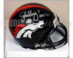 John Elway Autographed Denver Broncos Mini Helmet w HOF 04 Inscription GA  